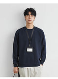 Men's Long Sleeve Casual Hoodie Loose Fit Round Neck White Top For Spring Autumn Versatile Sweatshirt Trendy Brand Men's Wear