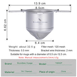 Boundless Voyage Titanium Reusable Coffee Filter Paperless Coffee Filter Metal Coffee Filter Pour Over Coffee Maker Ti6002P