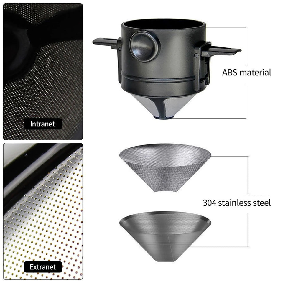 Coffee Maker Portable Pour Over Coffee Maker Set With Stainless Steel Coffee Mug Collapsible Pour Over Coffee Filter For Travel