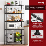 5-Tier Storage Shelves, Heavy Duty Metal Shelving Unit, 1000lb Capacity, Garage Pantry Organizer, 33"x12.6"x72" Black