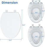 17"/19" Elongated Round White Toilet Seat, Slow Soft Close Magnets Down Lock Quick Release, Quick Top Mount Toilet Seat