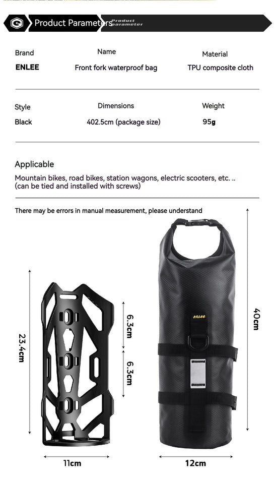 ENLEE Bicycle Multifunctional Front Fork Bag Outdoor Waterproof Bag 5L Capacity Road Mountain Bike Long-Distance Travel Bag