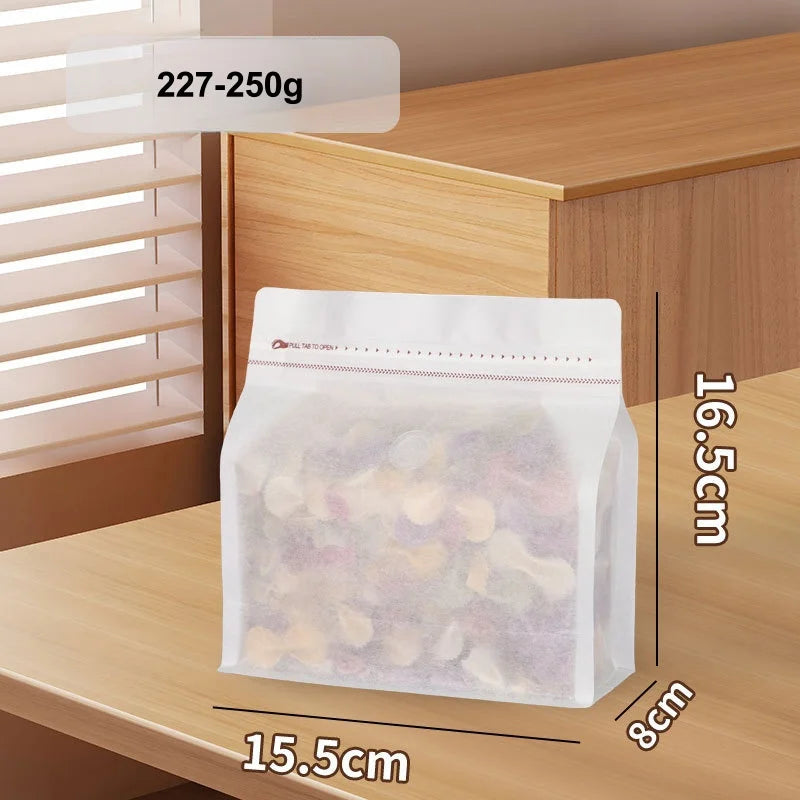 StoBag 50pcs White Cotton Paper Coffee Beans Packaging Bag with/No Valve Sealed for Powder Nuts Storage Stand Up Reusable Pouch