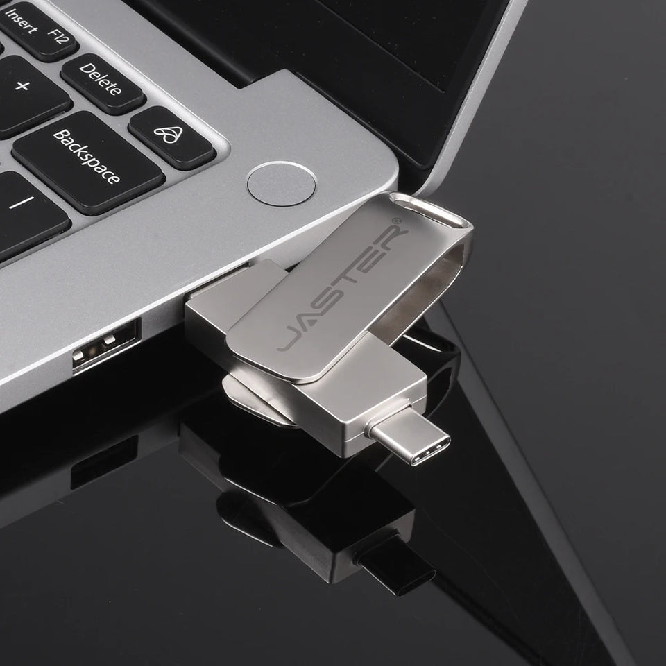 JASTER Metal USB TYPE-C 2 IN 1 Pen Drives 16GB silvery Flash Drive 64GB Commercial Affairs Gifts Memory Stick 4GB 8GB 32G U Disk