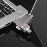 JASTER Metal USB TYPE-C 2 IN 1 Pen Drives 16GB silvery Flash Drive 64GB Commercial Affairs Gifts Memory Stick 4GB 8GB 32G U Disk