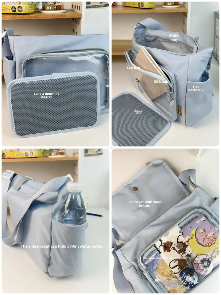 Y2K Japanese Harajuku School Bags for Teenage Girls New Transparent Itabag Crossbody Bag DIY Badges Display Plate Ita Bag