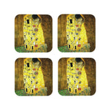 The Kiss By Gustav Klimt Coasters Kitchen Placemats Non-slip Insulation Cup Coffee Mats For Decor Home Tableware Pads Set of 4