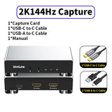Unnlink 4K 60Hz 2K 144Hz Video Capture Card HDMI USB Recording Box Streaming Gaming / HDR Passthrough for PS5/4 Xbox Camera PC