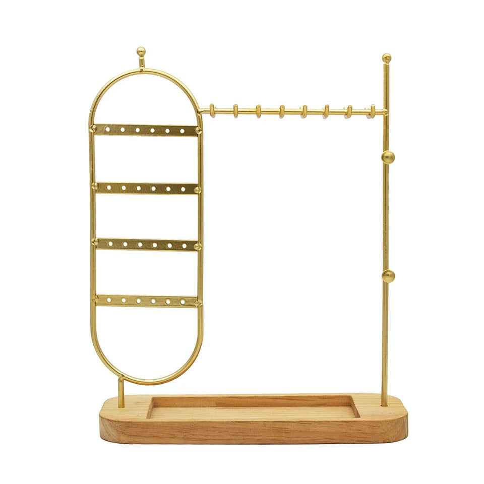 1 desktop solid wood base jewelry rack suitable for organizing and storing watches, earrings, bracelets, necklaces, etc
