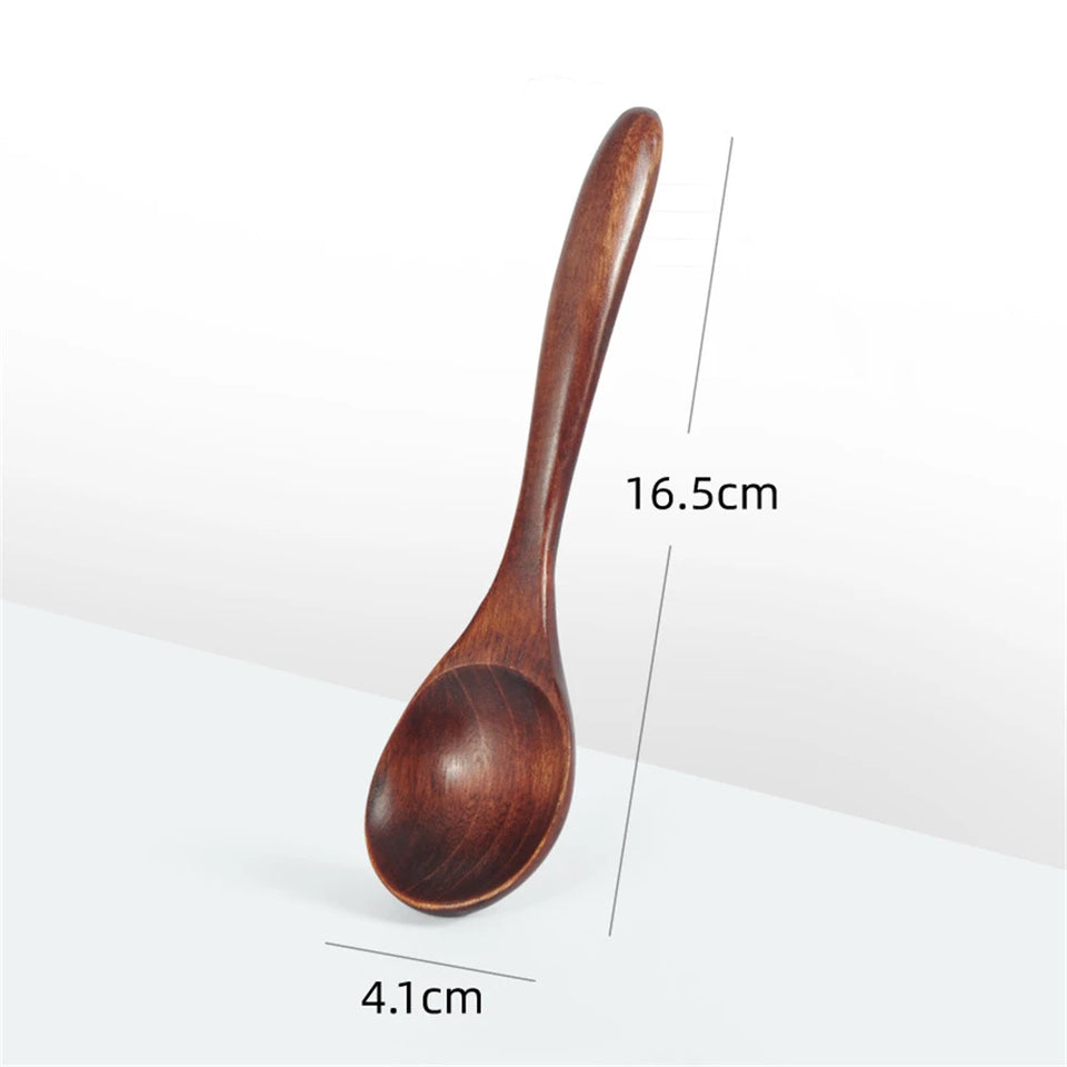 Japanese Wooden Spoon Wood Tableware Spoon Anti-Scald Tea Coffee Stirring Spoons Cooking Utensils for Kitchen Tool Soup Teaspoon
