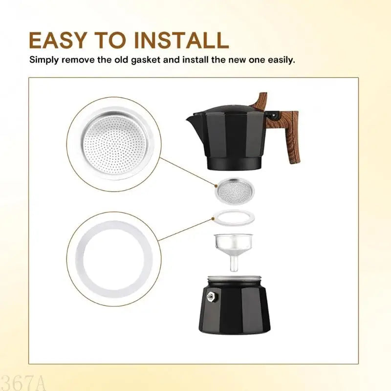 367A Efficient Coffee Maker Replacement Set With Gaskets Seals And Aluminium Filter