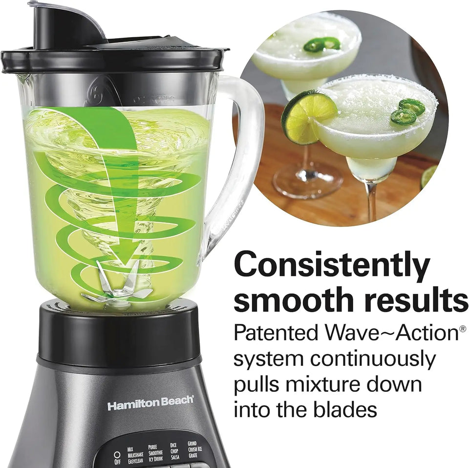 Blender and Food Processor Combo – 40oz Glass Jar, Portable Travel Cup, 3-Cup Electric Food Chopper, 700W – Gray/Black (58163)