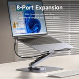 Hagibis Adjustable Aluminum Laptop Stand for Desk with USB C Dock Ergonomic Laptop Riser USB C Hub For Macbook Windows Notebook