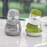 Multi-Use Kitchen Dish Brush, Soap Dispensing Palm Brush with Tray, Universal Scrub Brush for Household Cleaning
