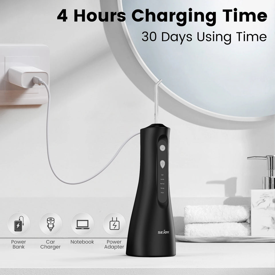 SEJOY Water Flosser Professional For Teeth, Gums, Braces, Dental Care, Electric Power With 5 Settings, 5 Tips For Home Travel