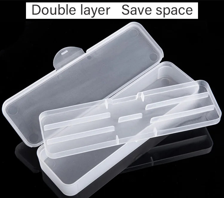 1Pc Rectangle Double-layer Nail Art Tool Empty Storage Box Tweezers Clippers Nail Brush Files Portable Plastic Container 22cm