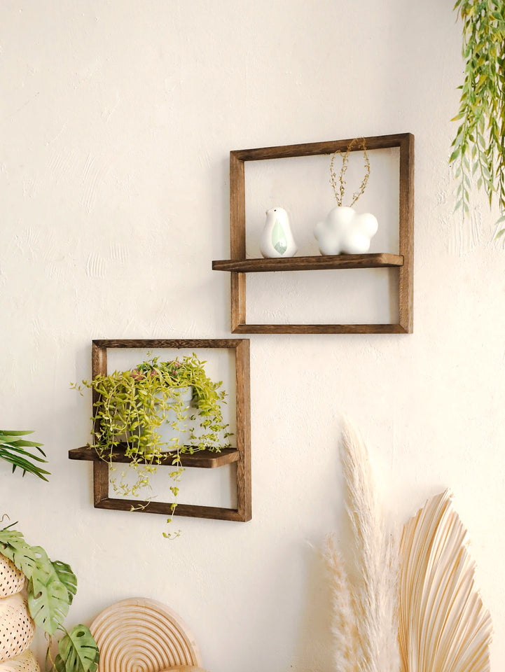 Wooden Display Shelf Floating Shelves Rustic Wood Shelves Wall Storage for Bedroom Kitchen Over Toilet Small Wall Mounted Gifts