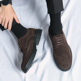 New 46 large size abrasive leather Brock carved business dress shoes for men round head lace-up casual shoes