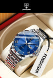 POEDAGAR Luxury Man Clock Waterproof Luminous Week Date Fashion Men's Wristwatch Stainless Steel Business Quartz Watches For Men