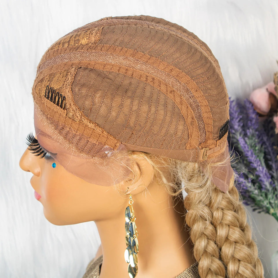 KIMA New Arrival 26 Inches Braided Wigs Synthetic Lace Front Hair Wig With Baby Hair for Black Women