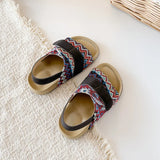 Summer Children Causal Sandals New Boho Toddler Beach Slippers for Girls Outdoor Daily Wear Non-slip Kids Retro Open-toe Sandals
