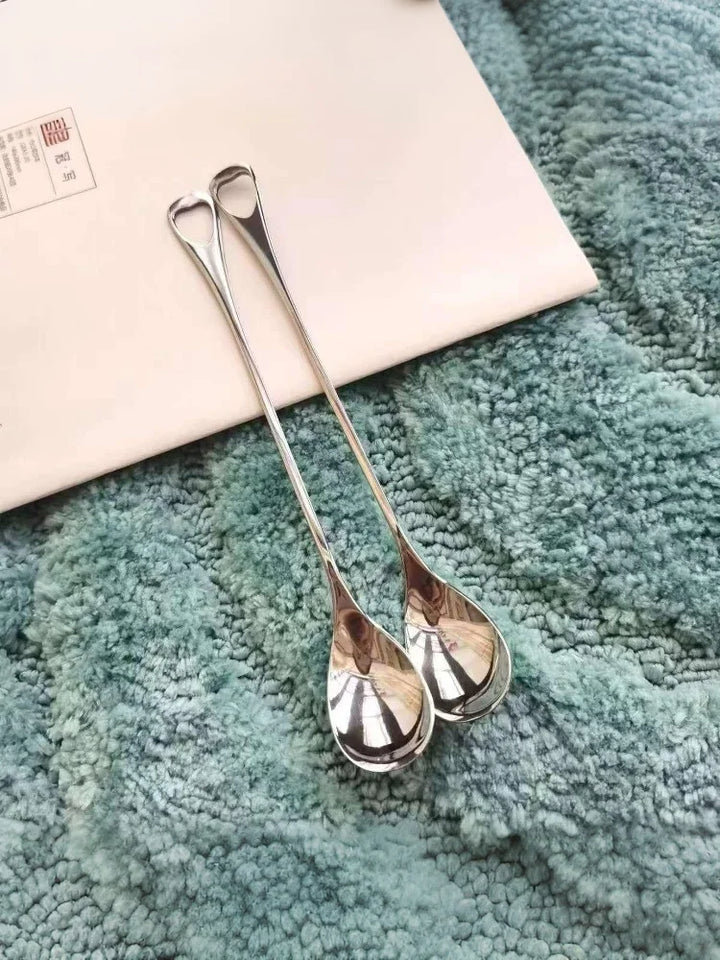 2Pcs Stainless Steel Coffee Stirring Spoon Long Handle Ice Cream Dessert Tea Spoon For Picnic Drinkware Tableware Kitchen Supply