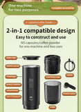 Electric Espresso Coffee Machine for Car & Home Camping Portable Coffee Maker Capsule Powder Travel 2-in-1 Wireless Coffee Maker