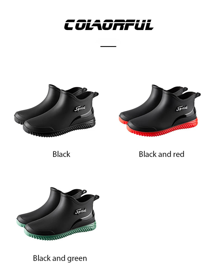Couples Short Rain Shoes Fashion Light Waterproof Shoes Non-Slip Sports Korean Rain Boots