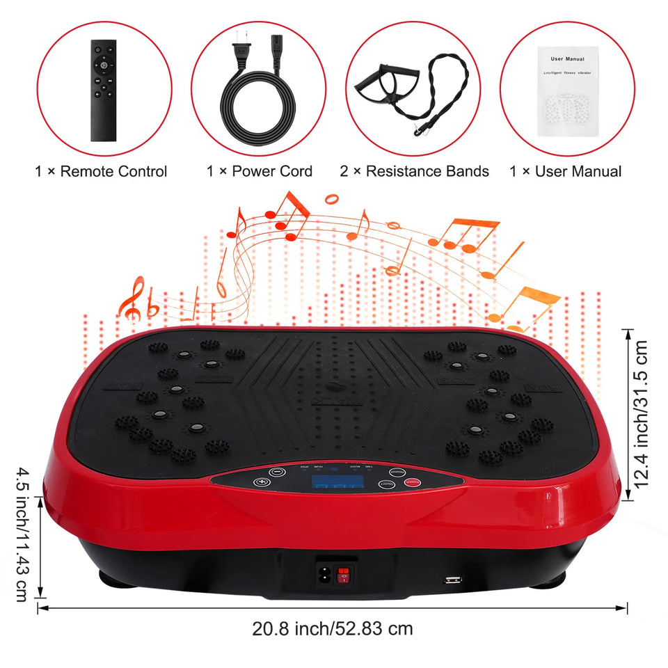 Vibration Plate Exercise Machine Portable Fat-Burning Machine Weight Loss 220 lbs Full-Body Workout Shaker BT Remote Control