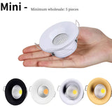5pcs/lot dimmable mini COB downlights, 3W spotlights, LED recessed ceiling lights, AC85-265V household and commercial lighting
