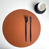 1/6/10 Sets Round PU Leather Placemats & Coaster Set Oil-Proof Waterproof Insulation Mat for Kitchen Coffee Shop Christmas Decor