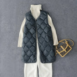 New Arrivals Korean X-long Sleeveless Puffer Jacket 2025 Autumn Winter Women Fashion Ultra Light Down Liner Warm Coats 3xl