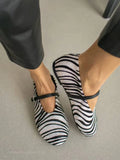 FEDONAS New Arrivals Women's Horsehair Shoes Mixed Zebra Stripes Fashion Simple Flats Heels Daily Comfort Casual Shoes Loafers