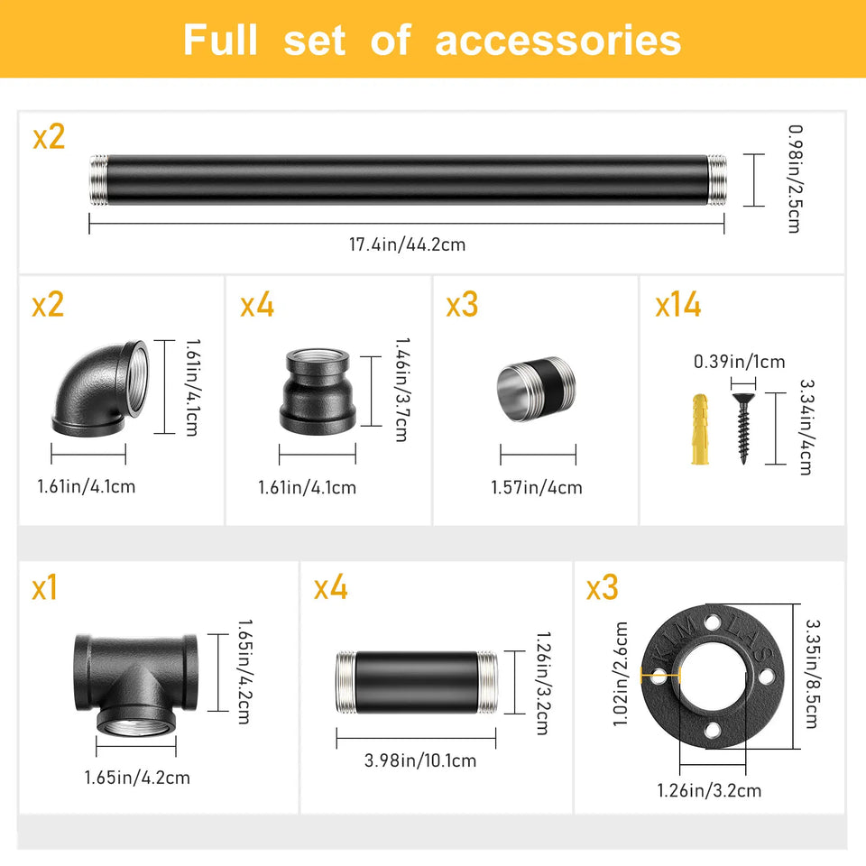 1-3M Secure Pipe Stair Handrails Staircase Indoor Outdoor Wall Balustrade Non-Slip Industrial Galvanized Steel Pipe Wall-Mounted