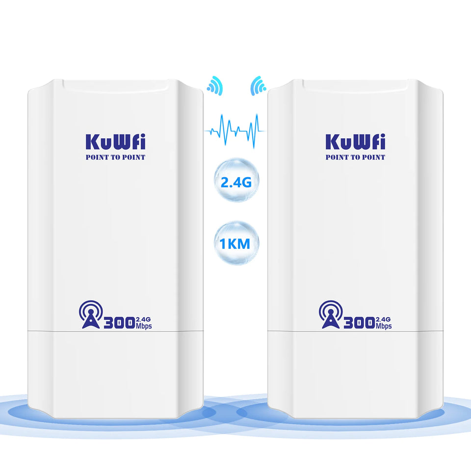 KuWFi 300Mbps Outdoor CPE Bridge 2.4Ghz Wireless Wi-fi Signal PTP PTMP Long Distance Extender AP Repeater Mode IP65 with 24V POE