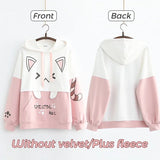 Harajuku Funny Women Hoodies 100% Cotton Winter Plus Fleece Cute Pink Anime Sweatshirt Teen Girl Kawaii Long Sleeve Y2K Hoodie