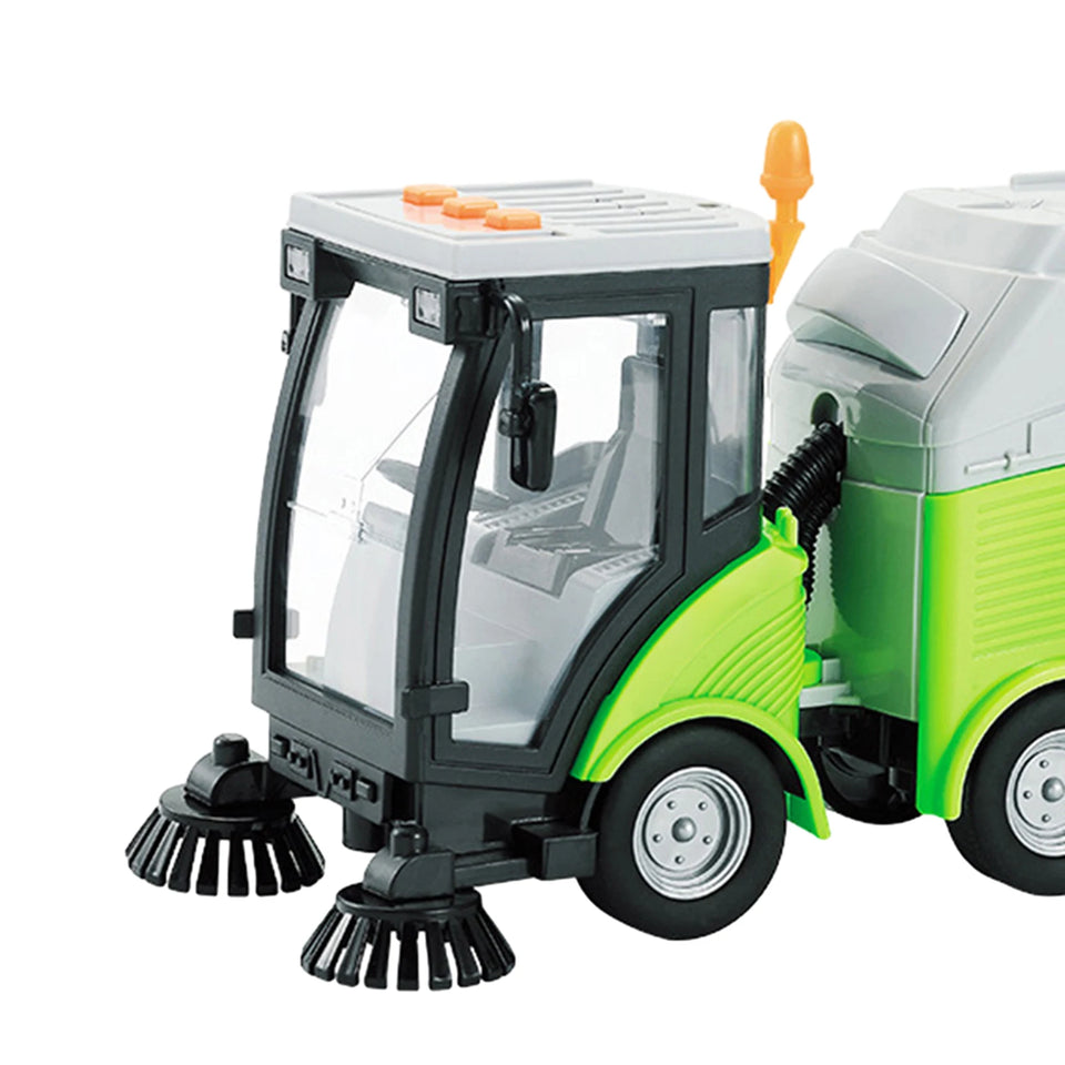 Friction Powered Wheels Vehicle Kids with Light and Sound Effects Removable Garbage Can 1/16 Street Sweeper Truck Birthday Gift