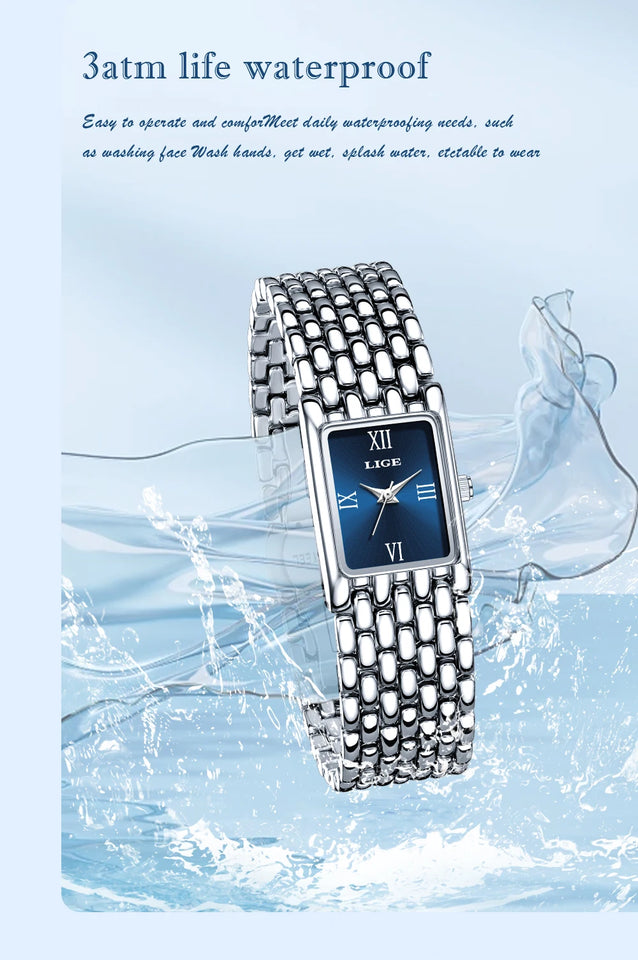 LIGE new 2025 women's watch quartz stainless steel strap women watches luxury casual waterproof retro fashion ladies watch reloj