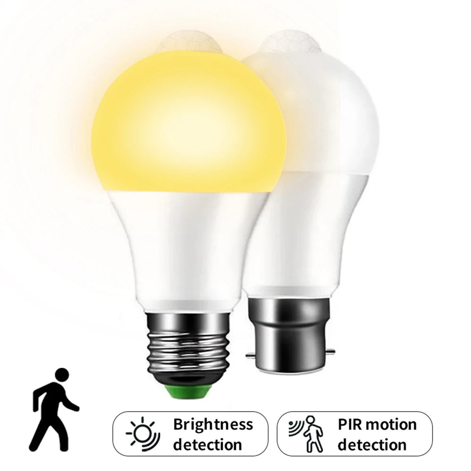 E27 LED Motion Sensor Bulb LED Lamp B22 PIR Sensor Light Bulb Auto ON/OFF Night Light For Porch Stairs Garage Security Lights