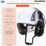 CE Safety Cap w/ 5.0 Bluetooth Earmuffs Reflective Stickers Double Goggles Construction Engineer Helmets ABS Industrial Hard Hat