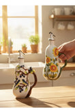 Hand-Painted Ceramic Seasoning Bottle Bird Flower Fruit Soy Sauce Vinegar Oil Bottle Coffee Table Wine Cabinet Decoration