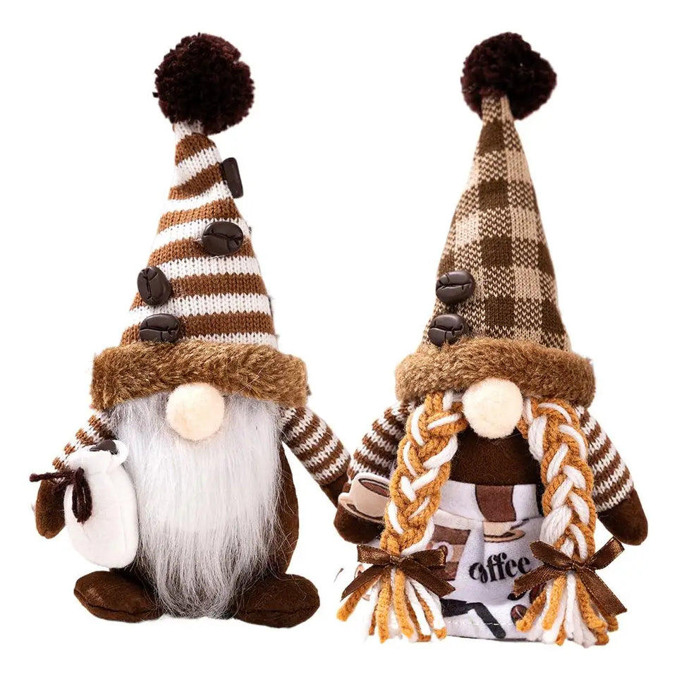 Christmas Decorations Coffee Gnome Ornaments Khaki Faceless Dolls Goblin Figurines Home Decor