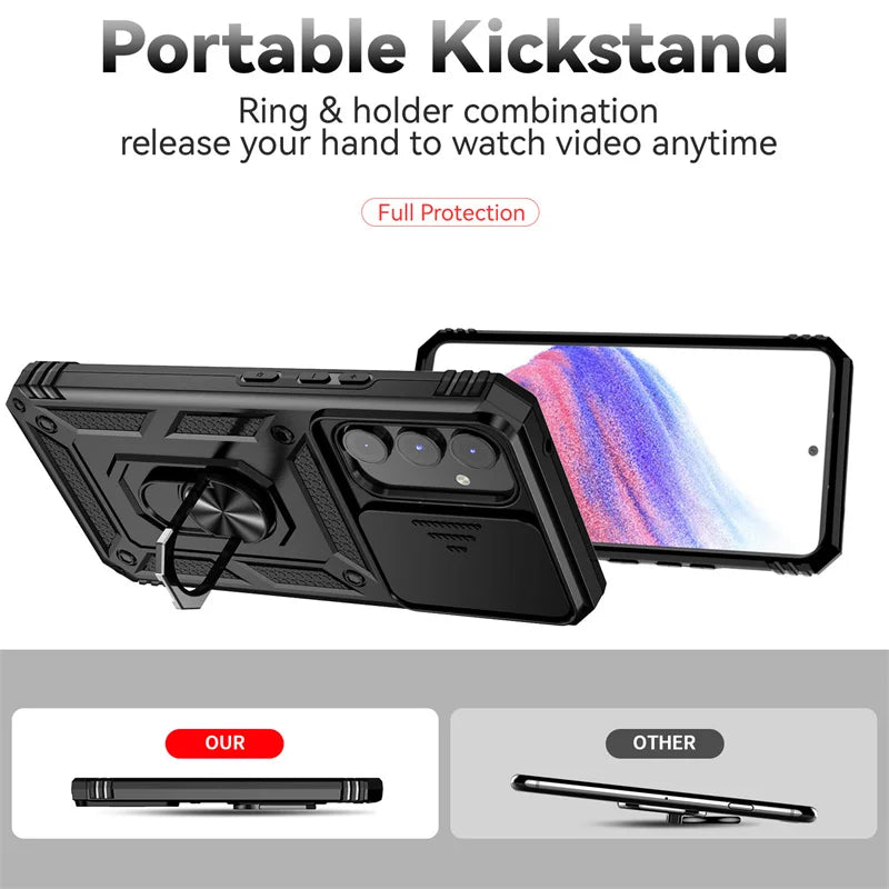 For Samsung Galaxy A14 A34 A54 5G Case Slide Camera Protect Armor Phone Case For Samsung A54 A 14 34 54 Magnet Holder Ring Cover