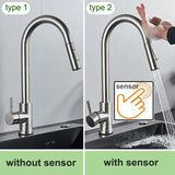 Smart Sensor Touch Kitchen Sink Faucet Brushed Nickel Poll Out Spout Black/Gold Sensor Faucets 360 Rotation Crane Two Functions