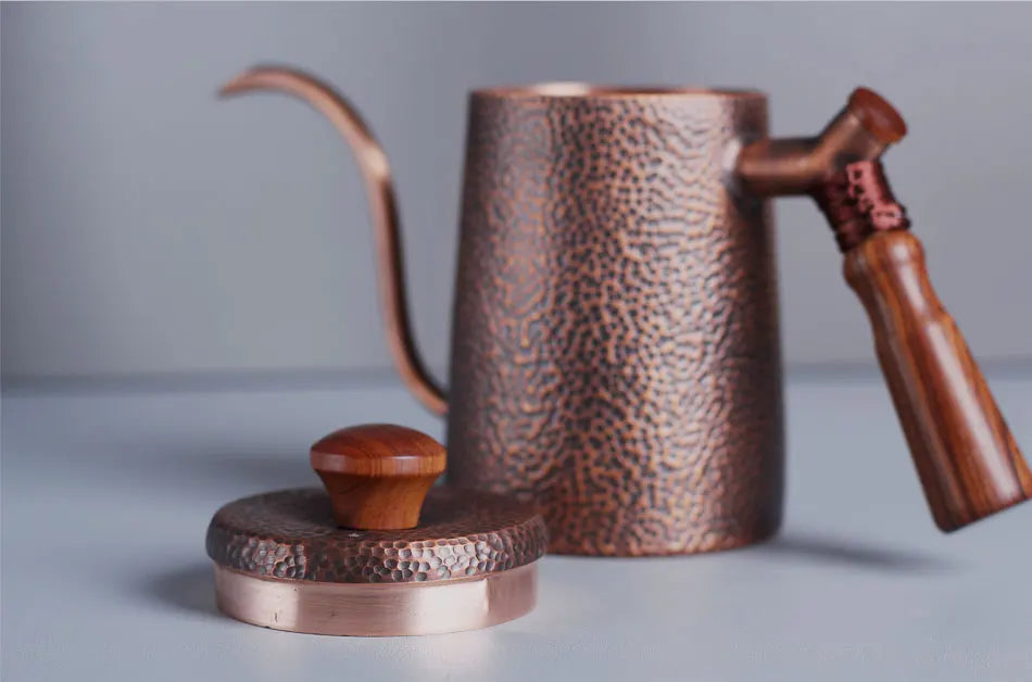 Pure Red Copper Coffee Tea Pot Cup Spoon Set Drinkware Long Gooseneck Spout Kettle Hand Drip Kettle turkish Coffee Maker Set