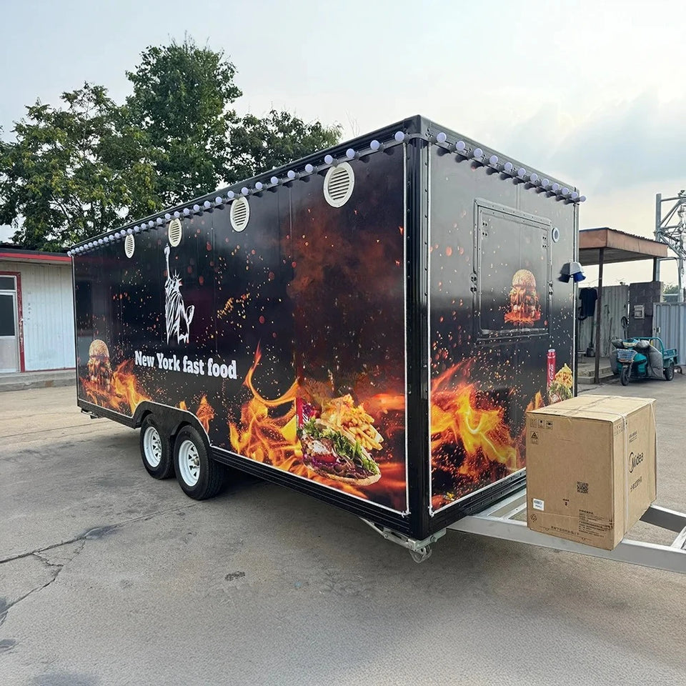 Customized Multi-functional Electric Food Truck Ice Cream, Bubble Tea, Burger BBQ Mobile Kitchen Cart Food Truck For Sale Europe