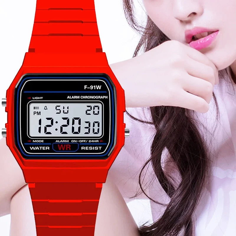 F-91W LED Electronic Watches for Women Men Waterproof Children's Led Sports Watch