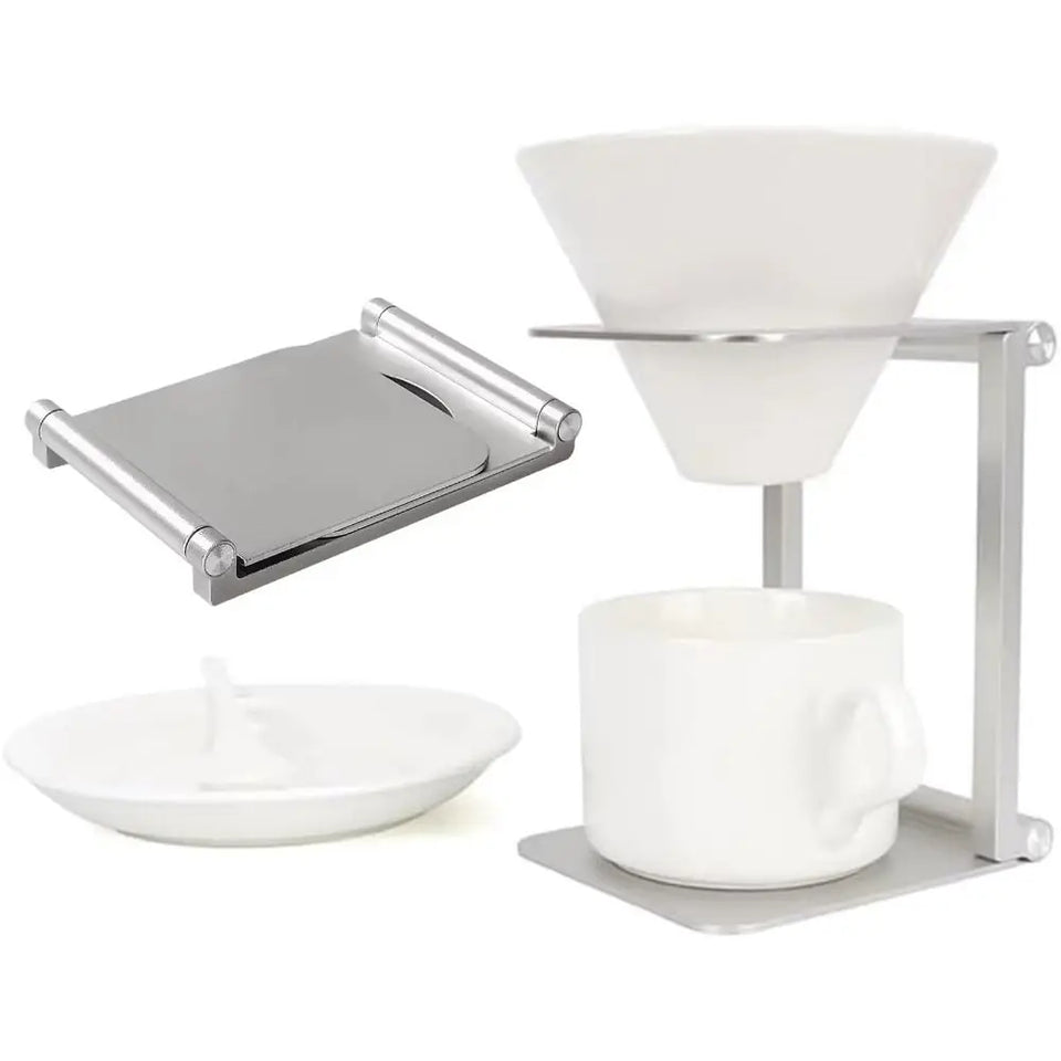 Stainless Steel Coffee Drip Holder Foldable Lightweight Espresso Machine Bracket Compact Size Space-saving Coffee Dripper Rack