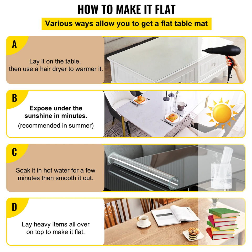 SucceBuy 1.5-2mm PVC Table Cloth Transparent Clear Desk Cover Protector Plastic Soft Glass Waterproof Oilproof for Dining Table