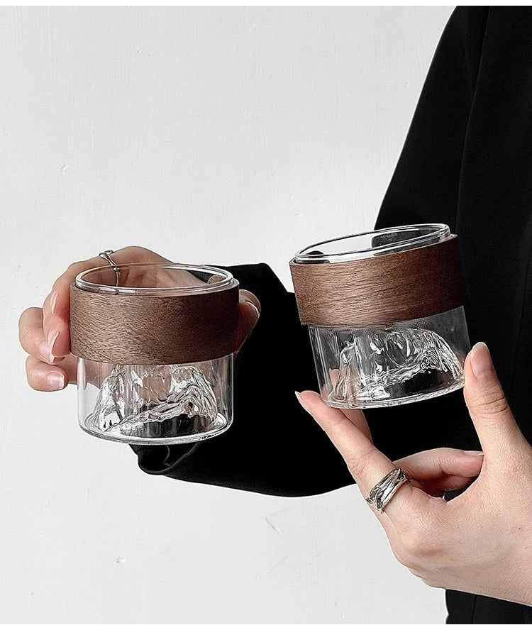 Japanese-style glass retro ethnic wind high temperature resistant Mount Fuji tea cup home snow mountain cup coffee cup